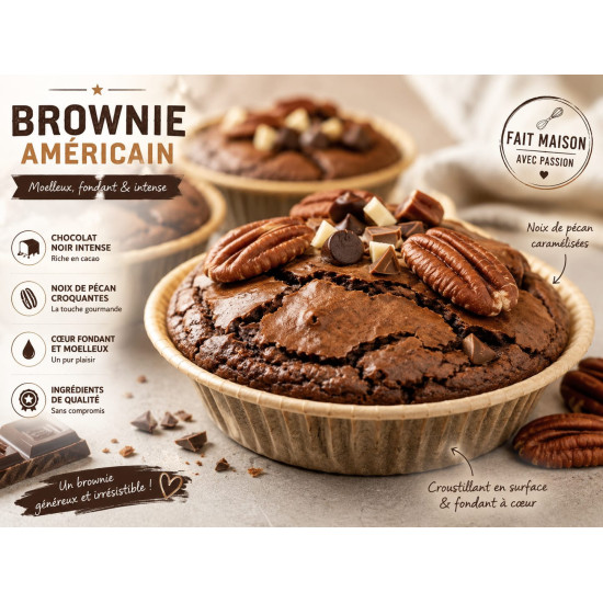 Brownie Chocolat Noir Noix de Pécan 130g | Les Brioches de JAC