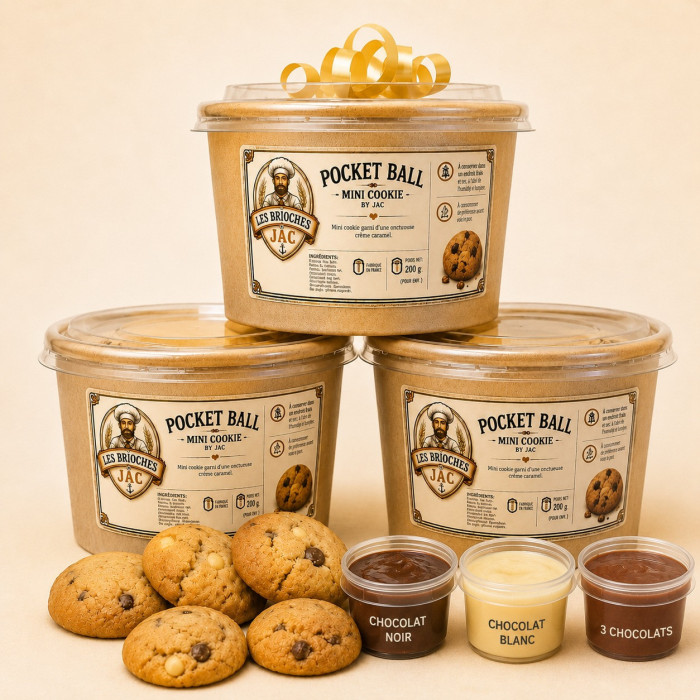 Pocket Ball Mini Cookies – Chocolat Noir, Chocolat Blanc ou 3 Chocolats