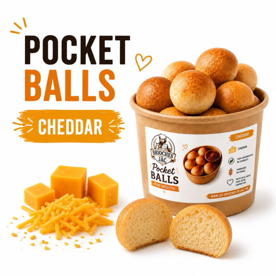Pocket Ball Mini Brioche Cheddar JAC - Mini Brioches Artisanales Salées