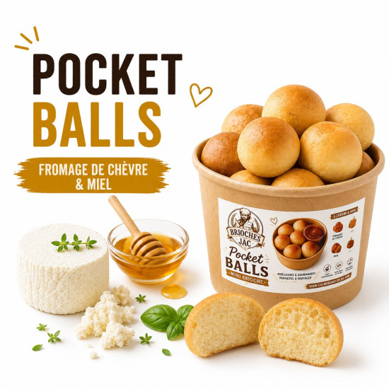 Pocket Ball Mini Brioche Fromage de Chèvre et Miel JAC