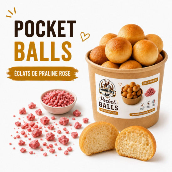 Pocket Ball Mini Brioche Éclats de Praline Rose JAC