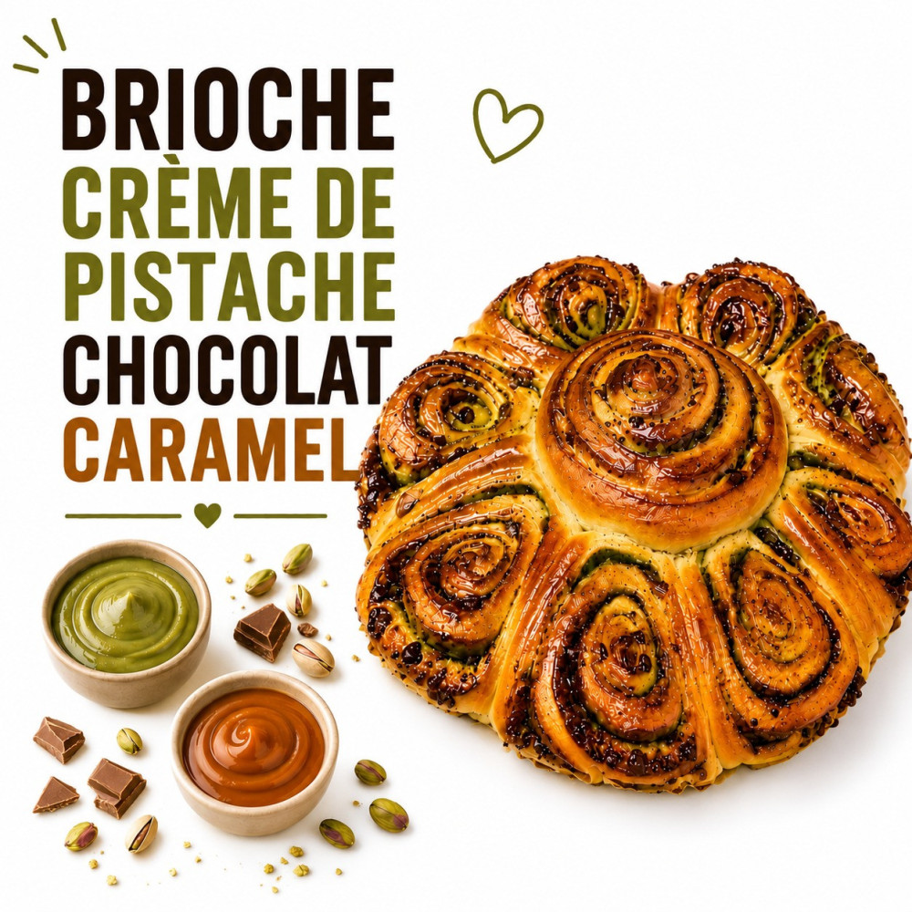 Brioche Crème de Pistache Chocolat Caramel