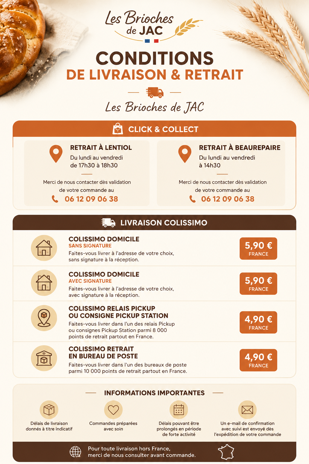 Livraison & Click and Collect | Les Brioches de JAC