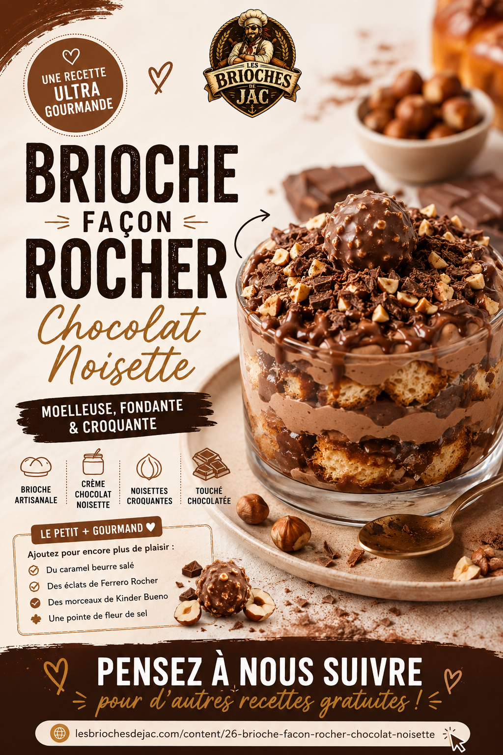 Recette Brioche façon Rocher Chocolat Noisette maison